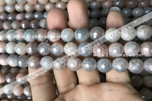 CMS1458 15.5 inches 10mm faceted round AB-color moonstone beads