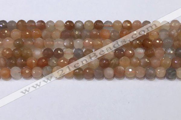 CMS1496 15.5 inches 6mmm faceted round rainbow moonstone beads