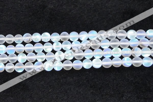 CMS1508 15.5 inches 10mm round matte synthetic moonstone beads