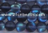 CMS1517 15.5 inches 8mm round matte synthetic moonstone beads