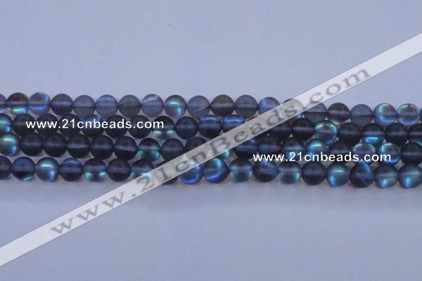 CMS1517 15.5 inches 8mm round matte synthetic moonstone beads