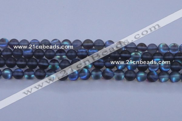 CMS1518 15.5 inches 10mm round matte synthetic moonstone beads