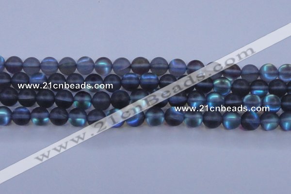 CMS1519 15.5 inches 12mm round matte synthetic moonstone beads