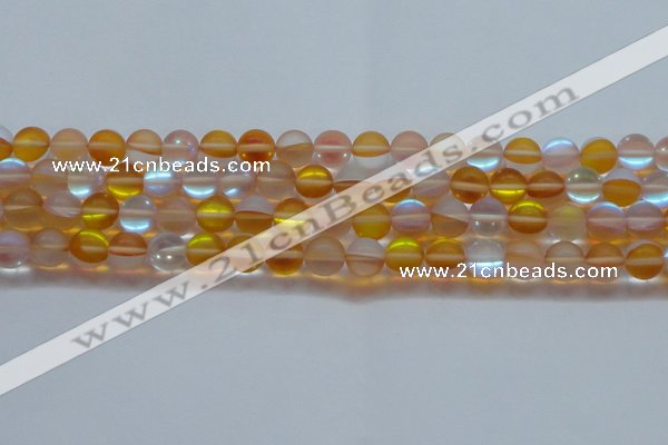 CMS1539 15.5 inches 12mm round matte synthetic moonstone beads