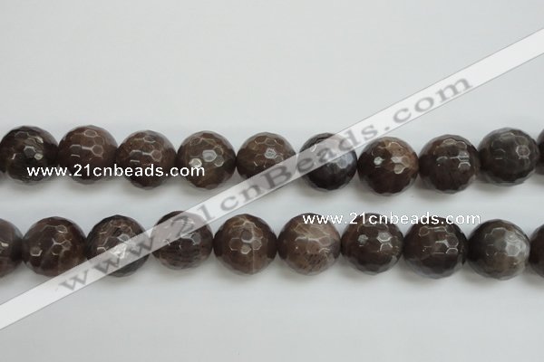 CMS155 15.5 inches 16mm faceted round natural grey moonstone beads