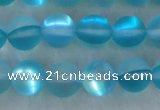 CMS1557 15.5 inches 8mm round matte synthetic moonstone beads