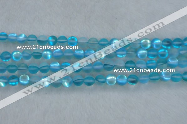 CMS1557 15.5 inches 8mm round matte synthetic moonstone beads