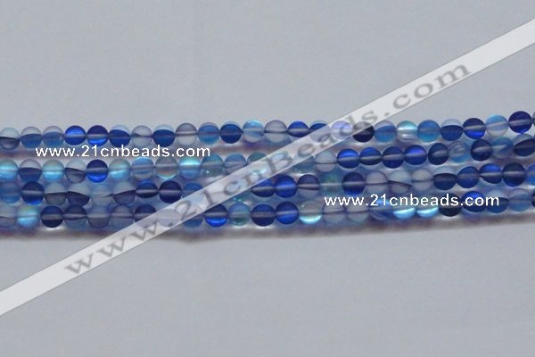 CMS1586 15.5 inches 6mm round matte synthetic moonstone beads