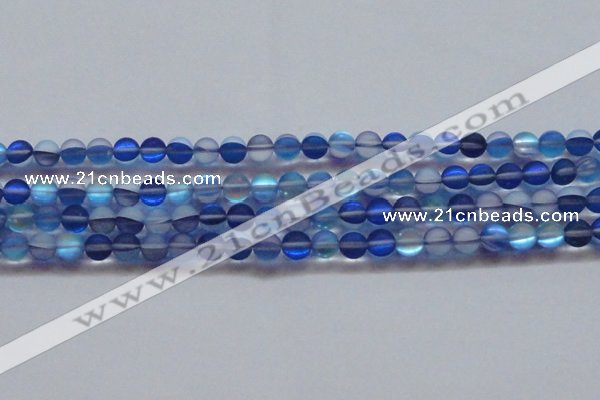 CMS1587 15.5 inches 8mm round matte synthetic moonstone beads