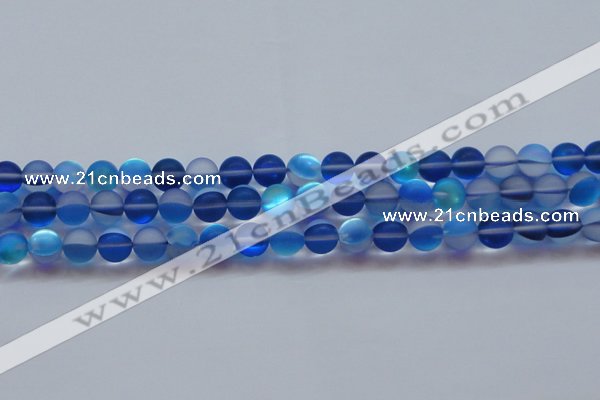 CMS1588 15.5 inches 10mm round matte synthetic moonstone beads