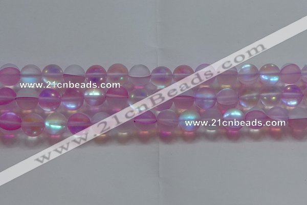 CMS1599 15.5 inches 12mm round matte synthetic moonstone beads