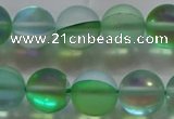 CMS1608 15.5 inches 10mm round matte synthetic moonstone beads