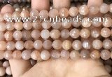 CMS1679 15.5 inches 8mm faceted round moonstone beads wholesale