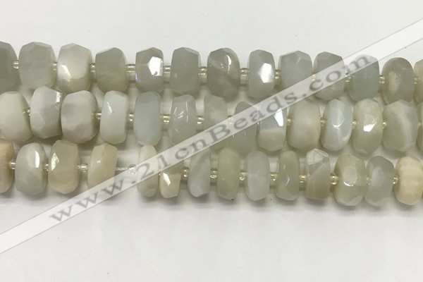 CMS1769 15.5 inches 6*12mm - 8*13mm faceted tyre moonstone beads