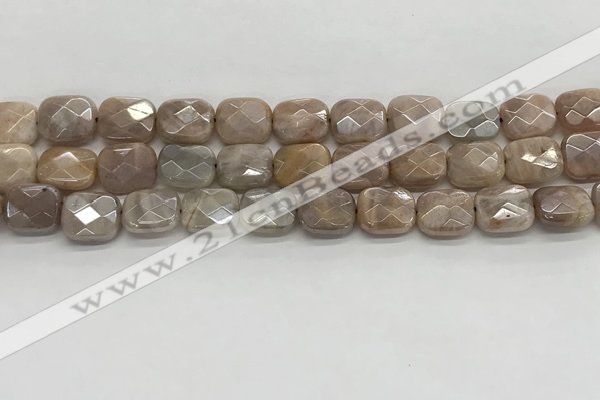 CMS1782 15.5 inches 10*12mm faceted rectangle AB-color moonstone beads