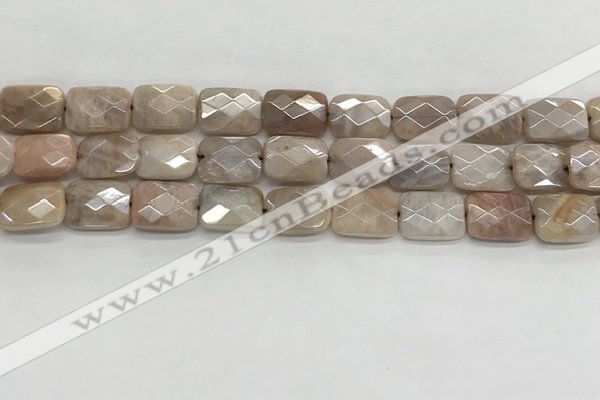 CMS1783 15.5 inches 10*14mm faceted rectangle AB-color moonstone beads