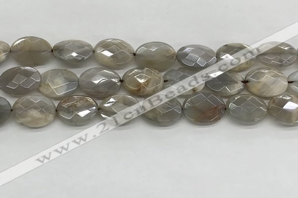 CMS1814 15.5 inches 13*18mm faceted oval AB-color moonstone beads