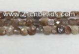 CMS1829 15.5 inches 12*12mm faceted square AB-color moonstone beads