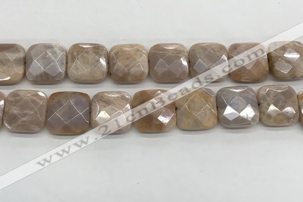 CMS1833 15.5 inches 20*20mm faceted square AB-color moonstone beads