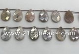 CMS1840 18*25mm faceted flat teardrop AB-color moonstone beads