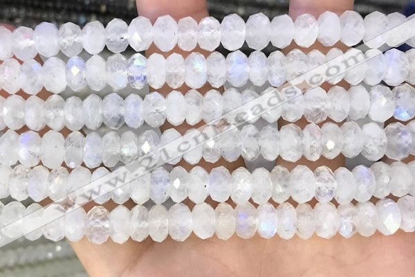 CMS1868 15.5 inches 5*8mm faceted rondelle white moonstone beads