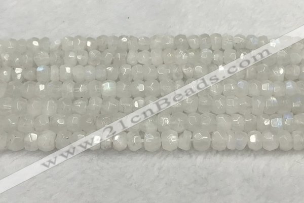 CMS1910 15.5 inches 4.5*6mm faceted rondelle white moonstone beads