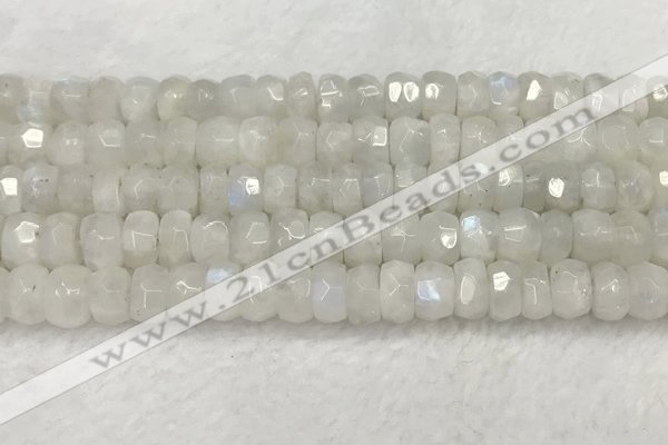 CMS1912 15.5 inches 6*10mm faceted rondelle white moonstone beads