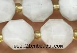 CMS2067 15 inches 9*10mm faceted white moonstone beads wholesale