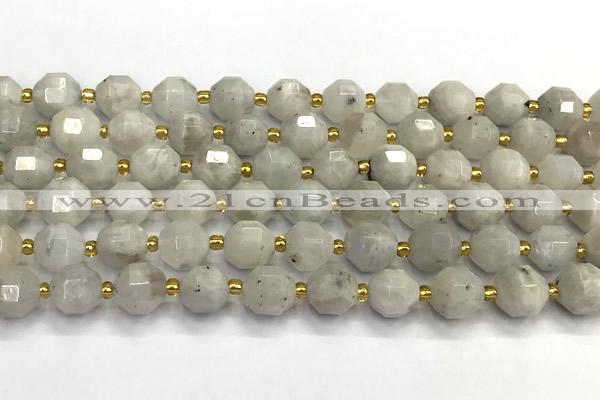 CMS2090 15 inches 9mm - 10mm faceted white moonstone beads