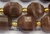 CMS2093 15 inches 9mm - 10mm faceted moonstone gemstone beads