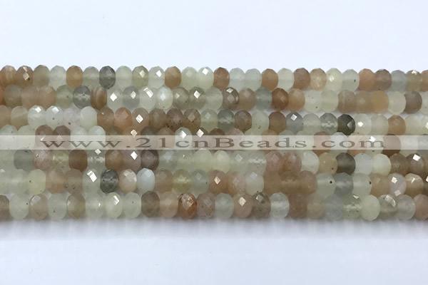 CMS2120 15 inches 4*6mm faceted rondelle moonstone beads