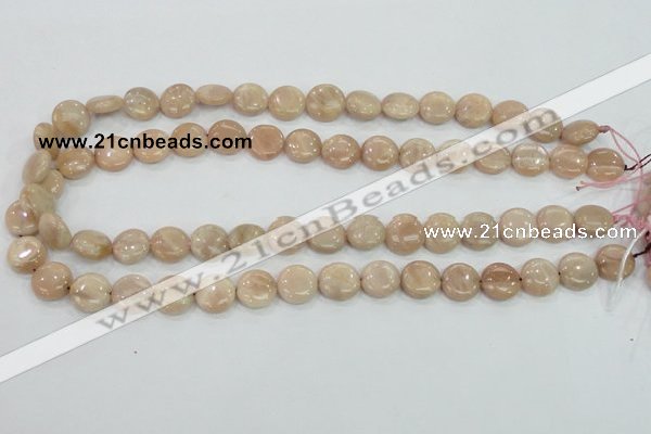 CMS22 15.5 inches 12mm flat round moonstone gemstone beads wholesale