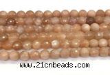 CMS2259 15 inches 8mm faceted round orange moonstone beads