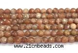 CMS2281 15 inches 8mm faceted round moonstone beads