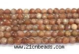 CMS2281 15 inches 8mm faceted round moonstone beads