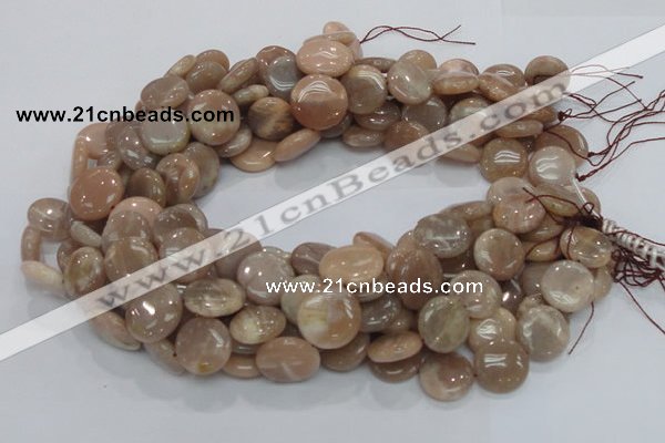 CMS24 15.5 inches 18mm flat round moonstone gemstone beads wholesale