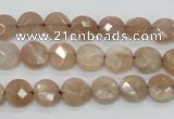 CMS43 15.5 inches 8mm faceted coin moonstone gemstone beads