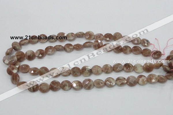 CMS45 15.5 inches 12mm faceted coin moonstone gemstone beads