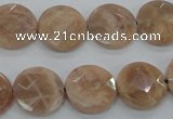 CMS47 15.5 inches 16mm faceted coin moonstone gemstone beads