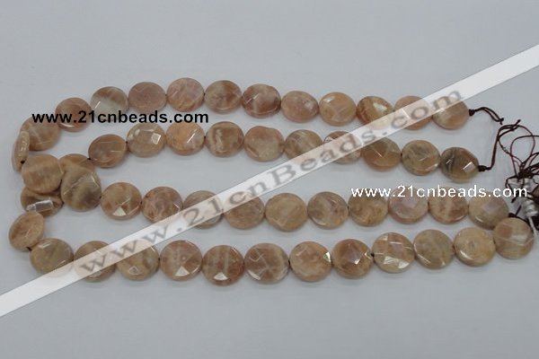 CMS47 15.5 inches 16mm faceted coin moonstone gemstone beads