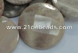 CMS49 15.5 inches 40mm faceted coin moonstone gemstone beads