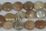 CMS521 15.5 inches 12mm flat round moonstone beads wholesale