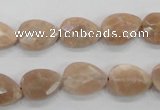 CMS53 15.5 inches 10*14mm faceted flat teardrop moonstone beads