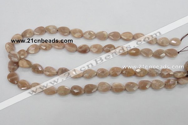 CMS53 15.5 inches 10*14mm faceted flat teardrop moonstone beads