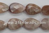 CMS54 15.5 inches 13*18mm faceted flat teardrop moonstone beads