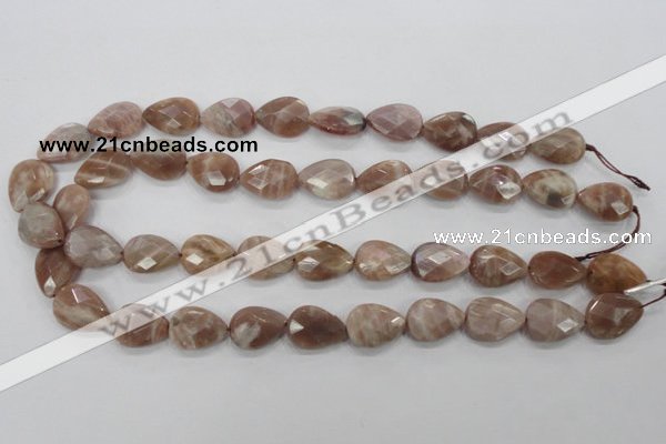 CMS54 15.5 inches 13*18mm faceted flat teardrop moonstone beads