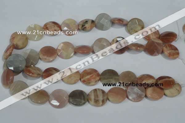 CMS558 15.5 inches 20mm faceted coin moonstone beads wholesale