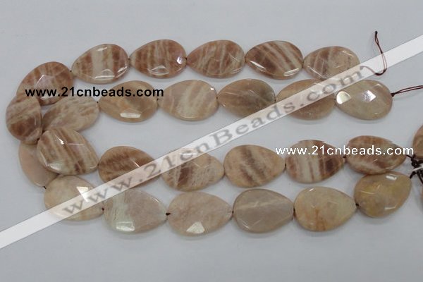 CMS56 15.5 inches 22*30mm faceted flat teardrop moonstone beads