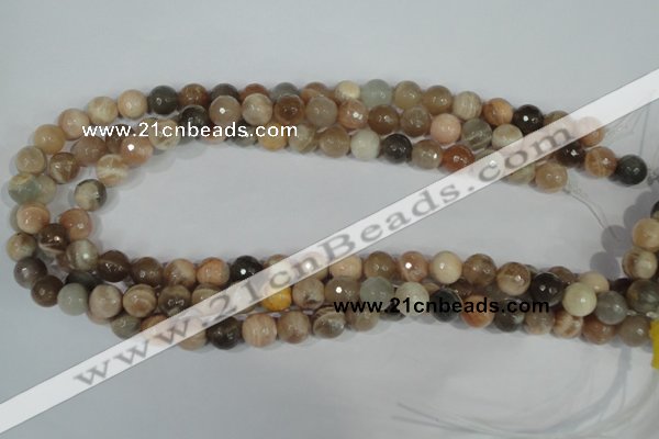 CMS572 15.5 inches 10mm faceted round moonstone beads wholesale