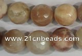 CMS574 15.5 inches 14mm faceted round moonstone gemstone beads